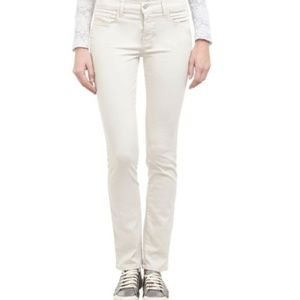 J Brand Mid Rise Rail Jeans in Chalk